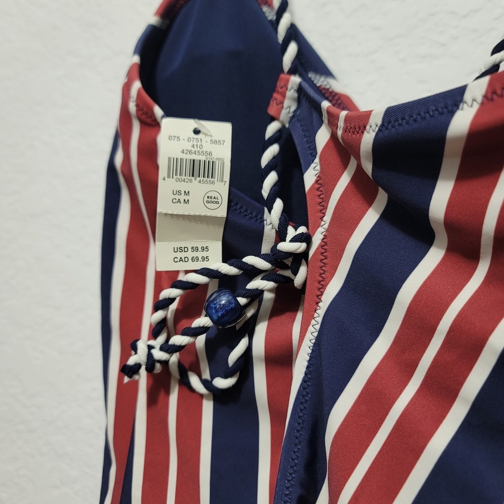 aerie Striped One-Piece Swimsuit in Navy, Red & White - Picture 13 of 14